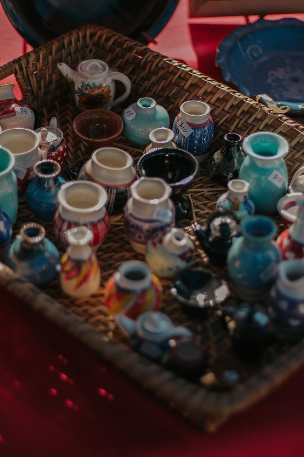 Art supplies display at local market