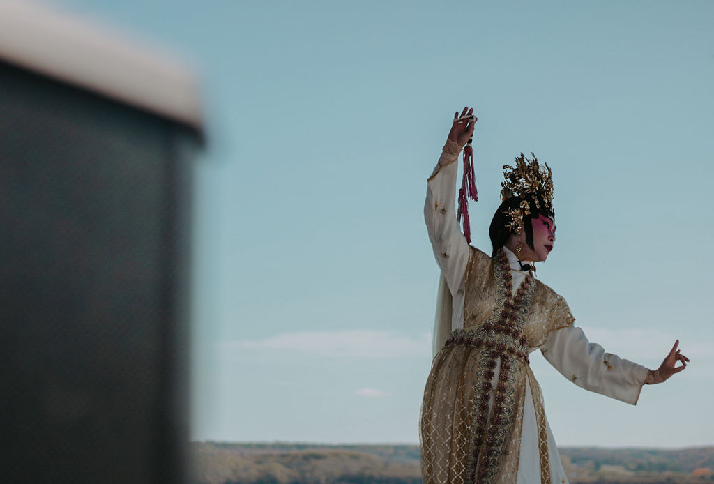 Performer dancing outdoors